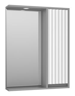 Зеркальный шкаф с подсветкой Brevita Balaton BAL-04065-01-01П правый 65см белый/серый