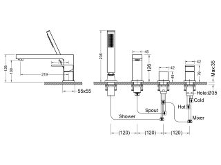 Смеситель на борт ванны Timo Selene 2130/03Y чёрный