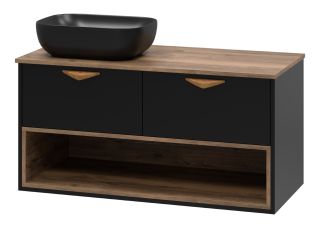 Подвесная тумба под раковину Brevita Bergen с подсветкой BER-07105-19-02-2Я 105см дуб Галифакс олово/чёрный