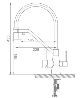 Смеситель для кухни Raglo R80.62.06 с подключением фильтра чёрный