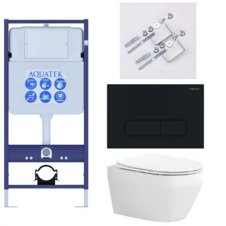Комплект SET AQUATEK ЛЕЯ Т-017 4в1 унитаз с инсталляцией, кнопкой и сиденьем