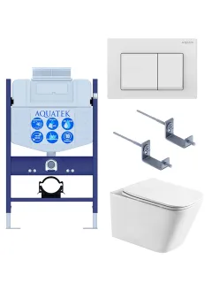 Комплект SET AQUATEK ЛИБРА T-TDI004 унитаз с инсталляцией кнопкой и сиденьем микролифт