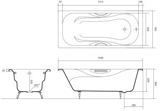 Чугунная ванна Aquatek Гамма AQ8050FH-00 150x75см белый