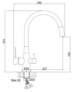 Смеситель для кухни Haiba HB76858-7 с подключением фильтра питьевой воды чёрный