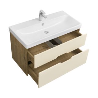 Тумба под раковину Акватон Оливия 90см бежевый/дуб веллингтон 1A254401OLVG0
