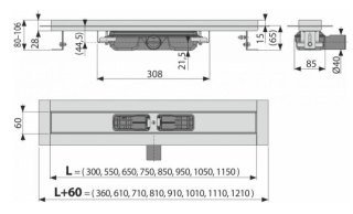 Душевой лоток AlcaPlast Professional Low для цельной решетки 30см хром APZ106-300