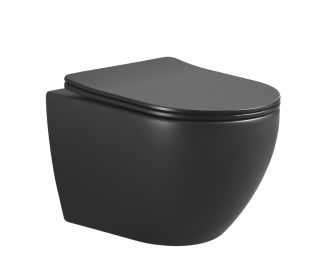 Подвесной унитаз Boheme Nero 961-SET-B безободковый чёрный матовый