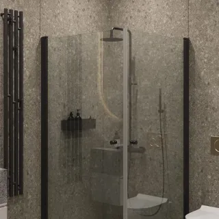 Душевой уголок на монопетле by Deonria U-80-79-6-T-B 80x79см чёрный/прозрачный