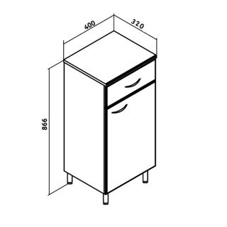 Полу-пенал Runo правый 00000000117