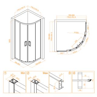 Душевой уголок RGW CL-54 32095488-11 80x80см хром