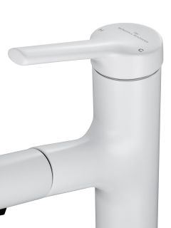 Смеситель для раковины Wonzon & Woghand WW-A40862-MW с выдвижным изливом белый матовый