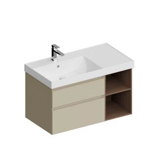 Тумба под раковину Kerama Marazzi Cubo CUB.90.2Lh\LIM.N левая 90 см лимо матовый/структурированный орех