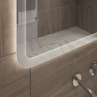 Зеркало Cezares с лазерной гравировкой, контурной подсветкой сенсорным выключателем CEZARES CZR-SPC-DUET-1400-800-LED-TCH