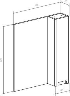 Зеркало-шкаф Bellezza Пегас 70см правый белый 00000007946