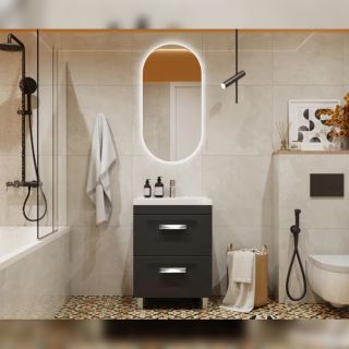 Тумба под раковину напольная Velvex Orlando tn.ORL.CLA.60.2Y графит, 60 см