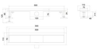 Душевой лоток РМС ТЛ-01-50х7 50см нержавеющая сталь