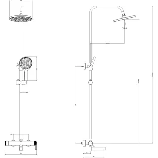 Душевая система DQ Bonn DA1703705 225 мм, со смесителем, черный матовый