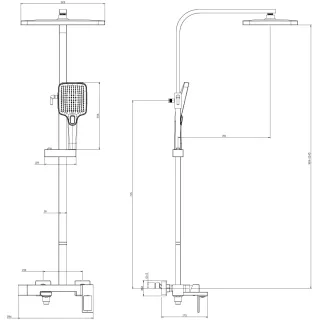 Душевая система DQ Dortmund DA1713701 320x210 мм, со смесителем, хром