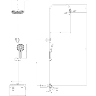Душевая система DQ Hamburg DA1743701 225 мм, со смесителем, хром