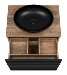 Напольная тумба под раковину Brevita Dakota DAK-07070-19/02-2Я 70см дуб Галифакс олово/чёрный