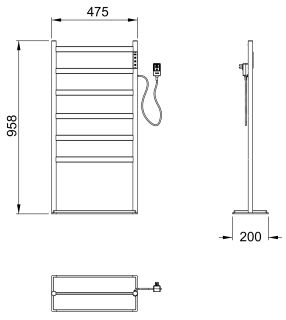 Напольный полотенцесушитель электрический Wonzon & Woghand Essen WW-A406-BR 47x95 см брашированное золото