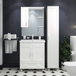 Зеркальный шкаф с подсветкой Misty Дива 85см левый белый