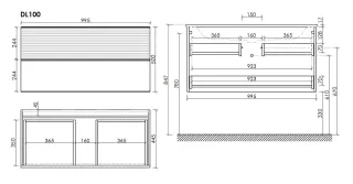 Подвесная тумба под раковину Sancos Delta DL100W 100см дуб светлый/белый