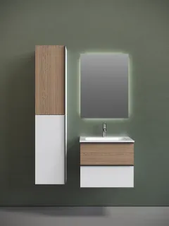 Подвесная тумба под раковину Sancos Delta DL60W 60см дуб светлый/белый