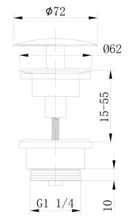 Донный клапан для раковины ABBER AF0012B без перелива чёрный матовый