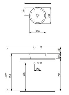 Раковина Berges EGO SL 181221 38см белый матовый