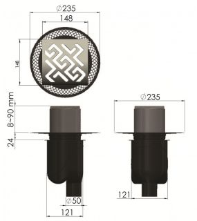 Душевой трап Berges Platz Antik 091061 15см хром глянец