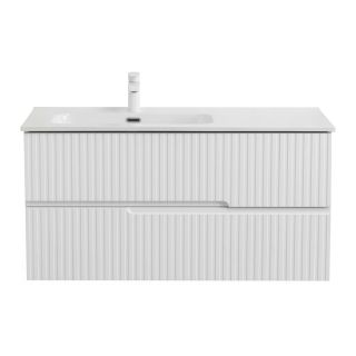 База под раковину Cezares подвесная с двумя выкатными ящиками, левосторонняя, Bianco Lucido, 1000x457x500, DUET-N-1000-2C-SO-BL-L