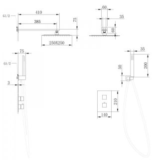 Душевая система ABBER Daheim AF8251G с термостатом золото матовое