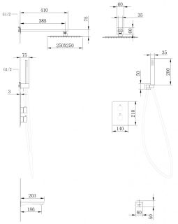 Душевая система ABBER Weiss Insel с термостатом хром AF8050