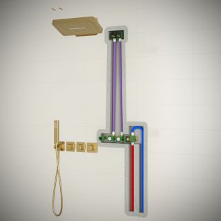 Душевой комплект Timo Petruma SX-5249/17SM с термостатом золото матовое