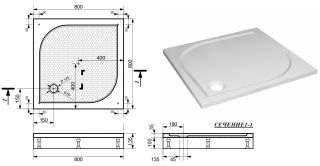Душевой поддон Эстет Гамма ФР-00000757 80x80см белый