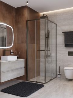 Душевой уголок CEZARES LUX-AH-FS-1-80/100-C-GM оружейная сталь