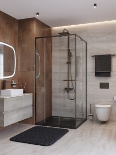 Душевой уголок CEZARES LUX-AH-FS-11-100/80-C-GM оружейная сталь