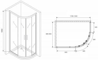 Душевой уголок ABBER Schwarzer Diamant AG01129M 120x90см хром