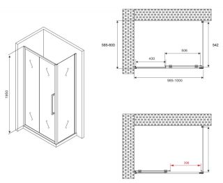 Душевой уголок ABBER Schwarzer Diamant AG30100BH-S60B 100x60см чёрный