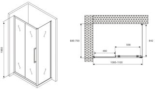 Душевой уголок ABBER Schwarzer Diamant AG30110MH-S70M 110x70см хром