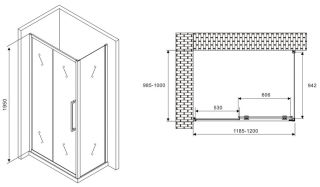 Душевой уголок ABBER Schwarzer Diamant AG30120MH-S100M 120x100см хром