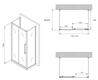 Душевой уголок ABBER Schwarzer Diamant AG30130BH-S60B-S60B 130x60см чёрный