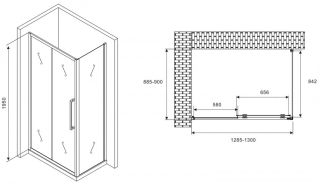 Душевой уголок ABBER Schwarzer Diamant AG30130H-S90 130x90см хром