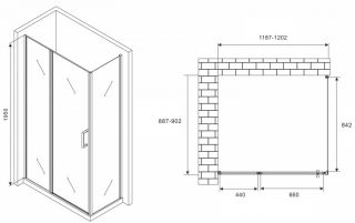 Душевой уголок ABBER Sonnenstrand AG04120MS-S90M 120x90см хром