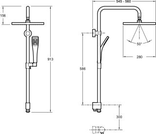 Душевая стойка Jacob Delafon EO E11716-CP с квадратным верхним душем