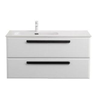 База под раковину Cezares подвесная с двумя выкатными ящиками, левосторонняя, Bianco Lucido, 1200x457x500, ECO-CER-N-1200-2C-SO-BL-L