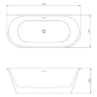 Акриловая ванна Azario ELCON ELC17075  пристенная 1700x750x580