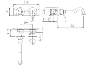 Встраиваемый однорычажный смеситель для раковины, бронза Cezares ELITE-BLS1-02-Bi