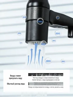 Смесители для кухни Gappo G4398-86 под фильтр с гибким изливом чёрный